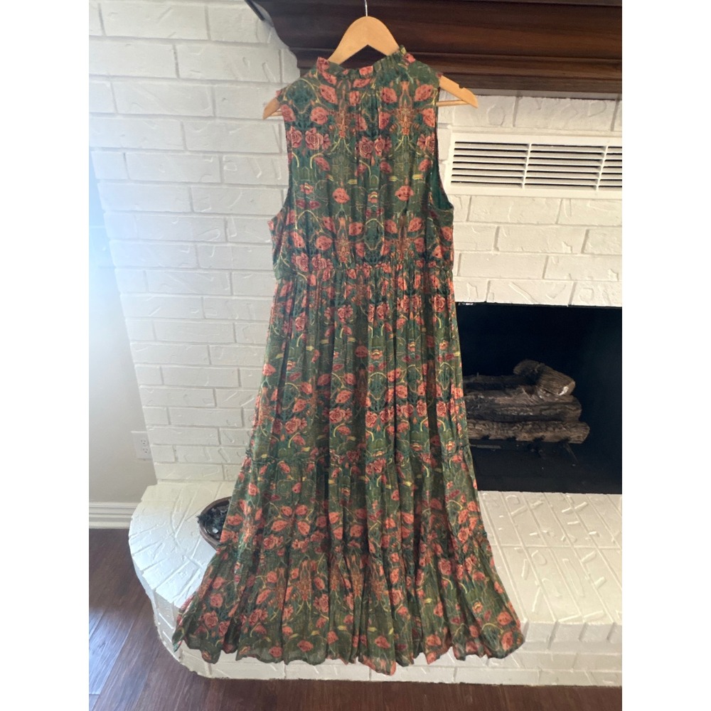 NEW Natural Life Green Floral Metallic Tiered Maxi Dress XL - Picture 5 of 5